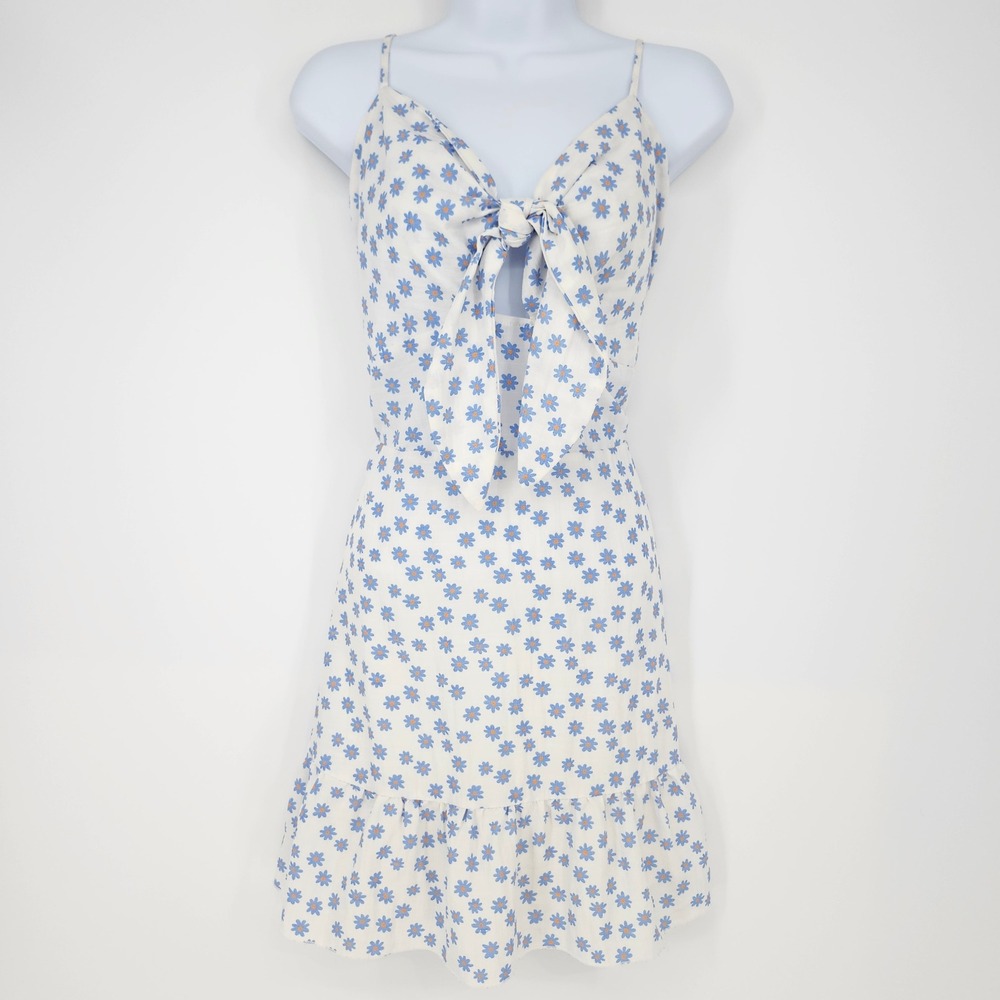 Cider Blue Daisy AOP‎ Ruffle Hem Mini Dress Womens XXL Flirty Summer Resort